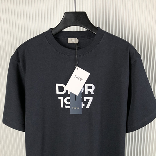 ディオール 刺繍1947コットンアルファベット半袖Tシャツ