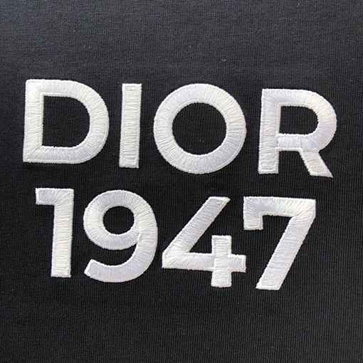 ディオール 刺繍1947コットンアルファベット半袖Tシャツ
