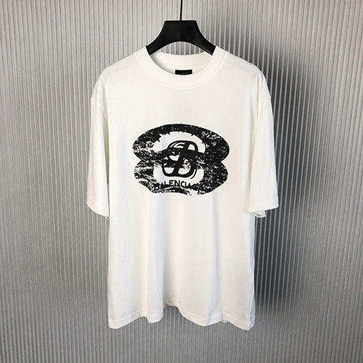 バレンシアガ 早春の新しい白黒プリント半袖Tシャツ
