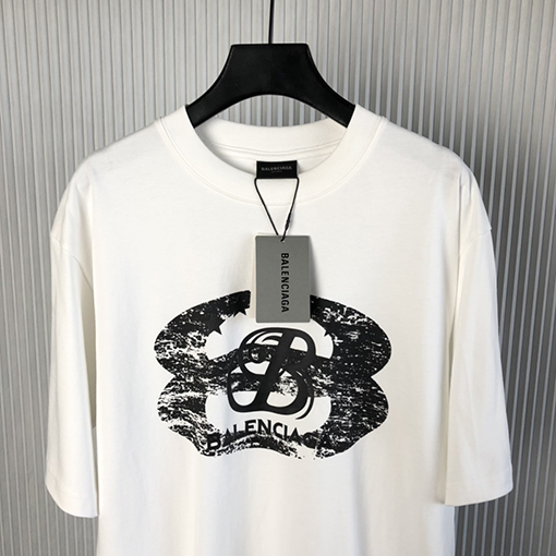 バレンシアガ 早春の新しい白黒プリント半袖Tシャツ