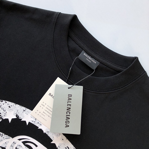 バレンシアガ 早春の新しい白黒プリント半袖Tシャツ