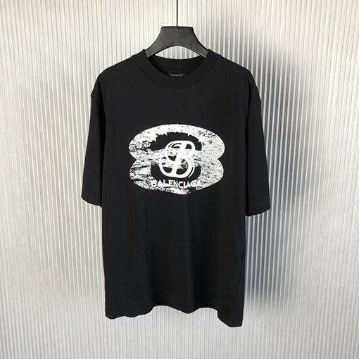 バレンシアガ 早春の新しい白黒プリント半袖Tシャツ