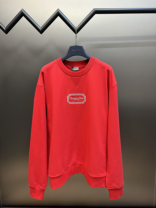 ディオールカラー レッド ラベル 刺繍 スウェットTシャツ