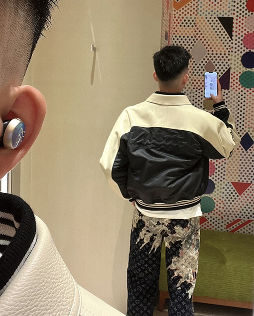 ルイヴィトン 新作 カラーブロック レザー ナイロン ウエストバンド ジャケット