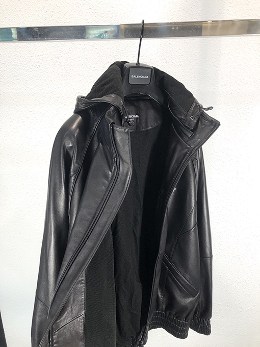 バレンシアガ SportyBTracksuit 3B パッチワーク ルーズフィット レザー フードジャケット