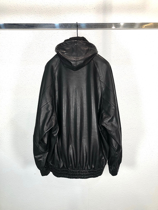 バレンシアガ SportyBTracksuit 3B パッチワーク ルーズフィット レザー フードジャケット