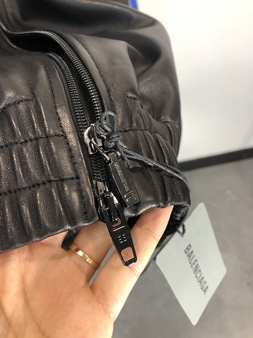 バレンシアガ Tracksuitパッチワーク  フードレザーコート フード取り外しオーバーサイズ