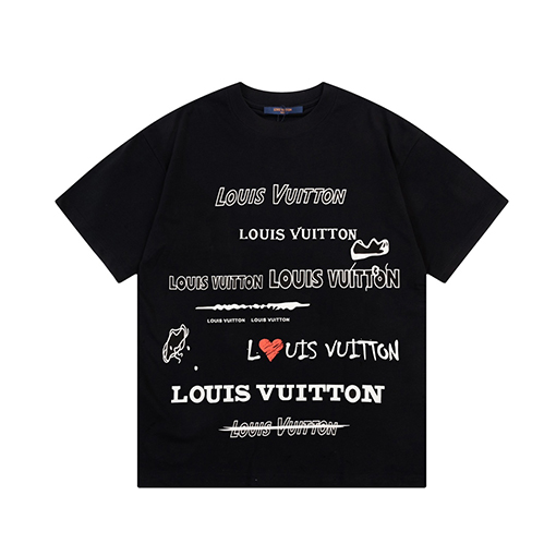 ルイヴィトン アイハートレターロゴ 半袖Tシャツ