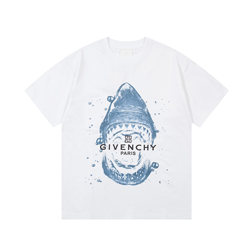 ジバンシイスーパーコピー インクジェットサメアルファベットロゴ 半袖tシャツ