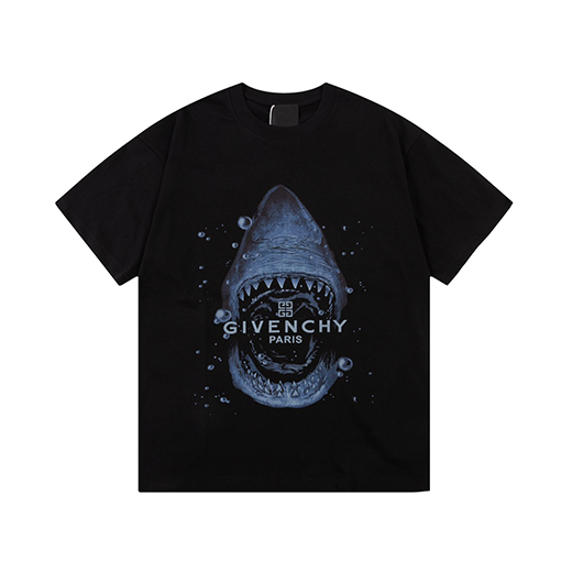 ジバンシイスーパーコピー インクジェットサメアルファベットロゴ 半袖tシャツ