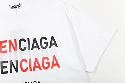 バレンシアガ グラデーションアルファベットロゴ男女兼用半袖tシャツ