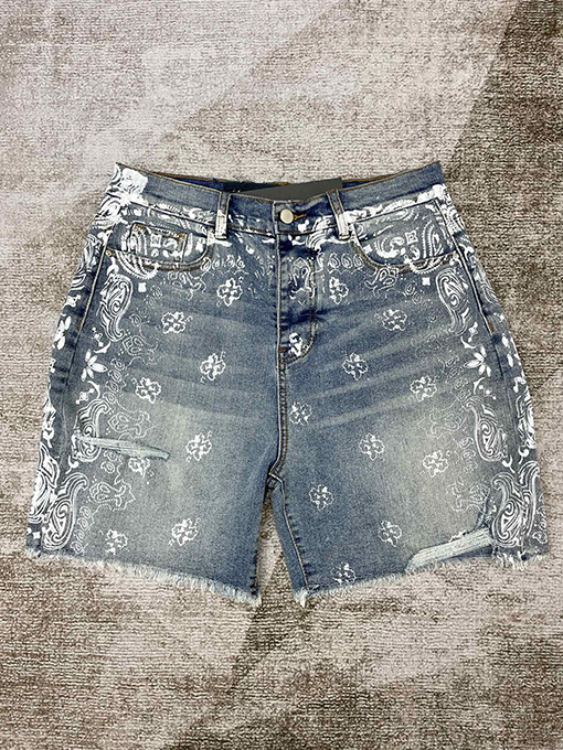 アミリ  ウォッシュ古いカシュープリントジーンズ