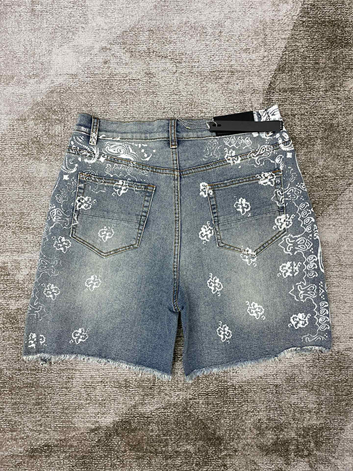 アミリ  ウォッシュ古いカシュープリントジーンズ