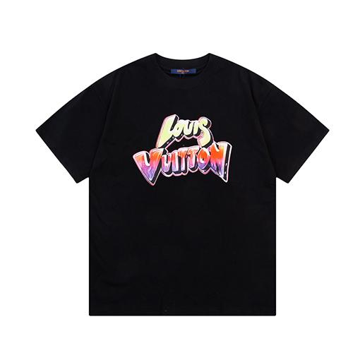 ルイヴィトン デジタルプリント熱いアルファベットロゴ半袖tシャツ