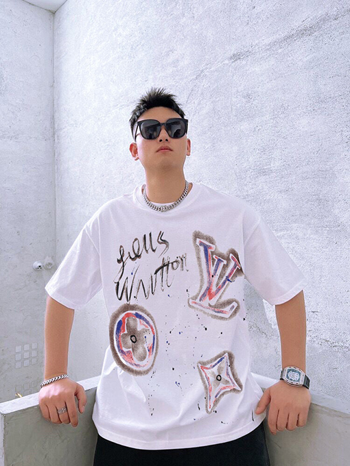 ルイヴィトン インクジェットアルファベットロゴカスタマイズ 半袖tシャツ