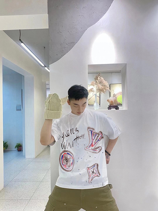 ルイヴィトン インクジェットアルファベットロゴカスタマイズ 半袖tシャツ