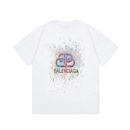 バレンシアガ カラフルな星空アルファベットロゴ半袖Tシャツ