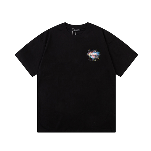 バレンシアガ カラフルな星空アルファベットロゴ半袖Tシャツ