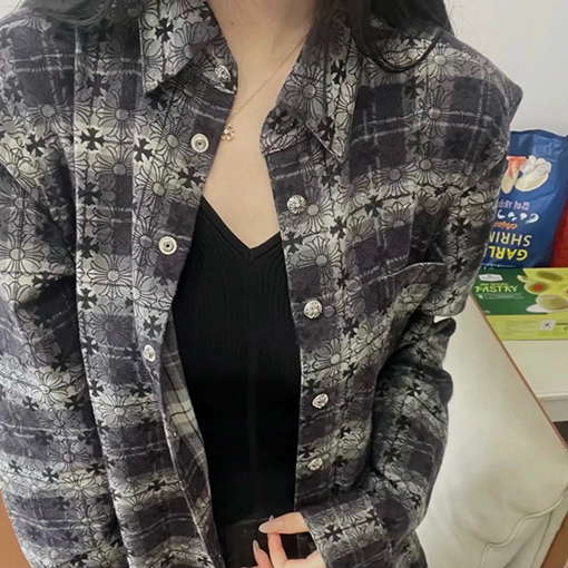 クロムハーツ 格子模様ロングスリーブシャツジャケット
