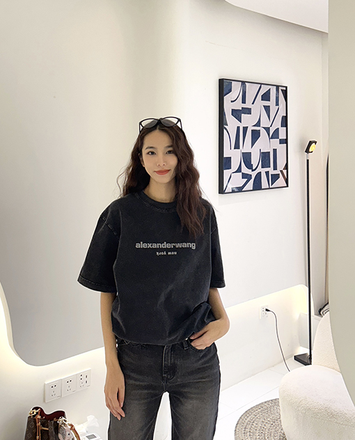 アレキサンダーワン 半袖 Tシャツ クラシック レタリング ロゴ プリント ウォッシング