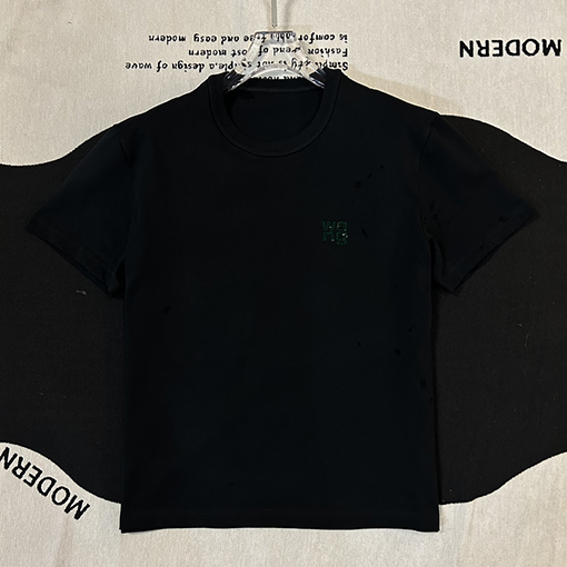 アレキサンダーワン 半袖 Tシャツ カラーキュービックデザイン背中ホットダイヤモンド旗印刷