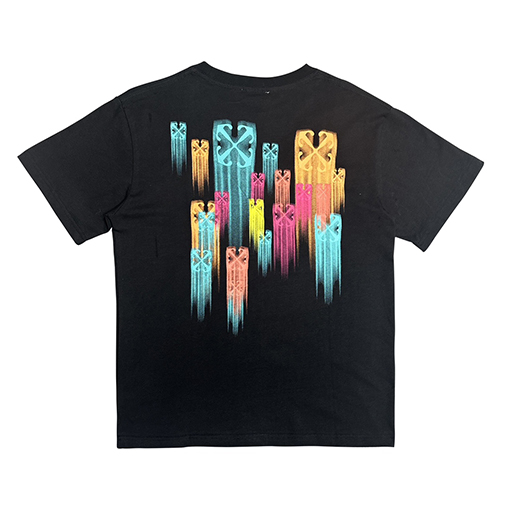 オフホワイトコピー カラーグラフィティ矢印プリント半袖Tシャツ