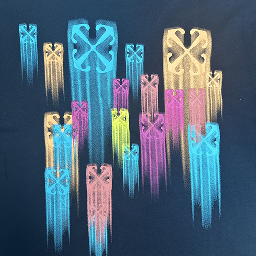 オフホワイトコピー カラーグラフィティ矢印プリント半袖Tシャツ