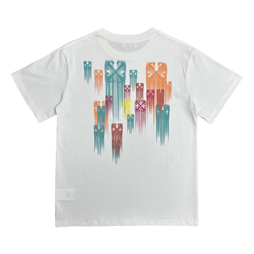 オフホワイトコピー カラーグラフィティ矢印プリント半袖Tシャツ