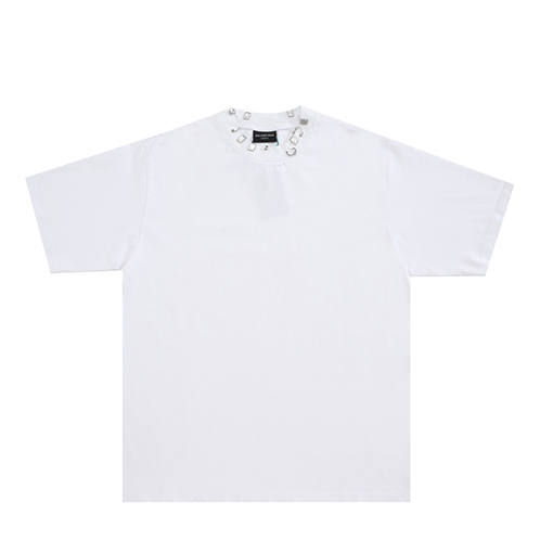 バレンシアガネックライン メタル レタリング 半袖Tシャツ
