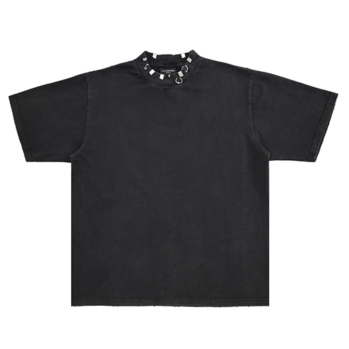 バレンシアガネックライン メタル レタリング 半袖Tシャツ