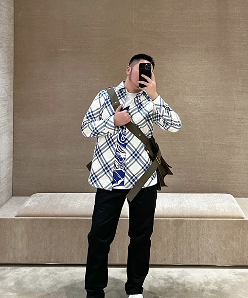 バーバリークラシック·ストライプフランネルの長袖シャツ