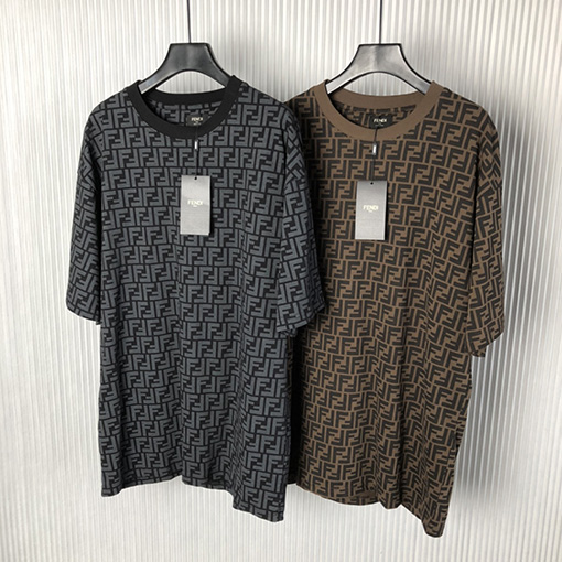  フェンディ ダブルF フルプリント半袖 Tシャツ