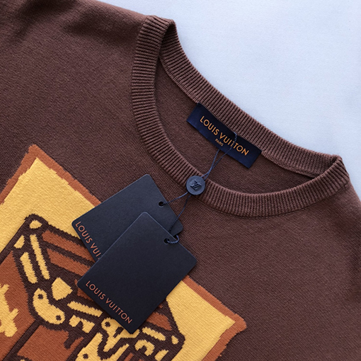 ルイヴィトン ニット 半袖Tシャツ Vuittonボックスパターン