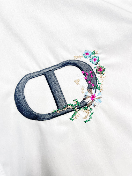 ディオール シャツ CDレタリング花 刺繍シンプル上品