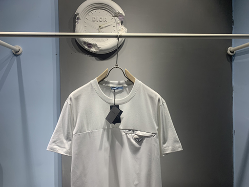 プラダ パッチワーク 三角ロゴ 半袖Tシャツ