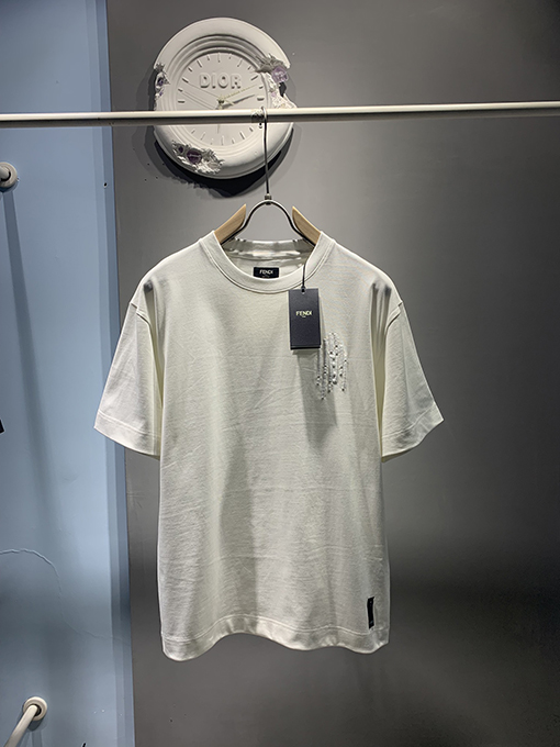 フェンディ Stripes 刺繍半袖Tシャツ