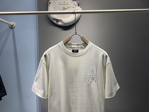 フェンディ Stripes 刺繍半袖Tシャツ