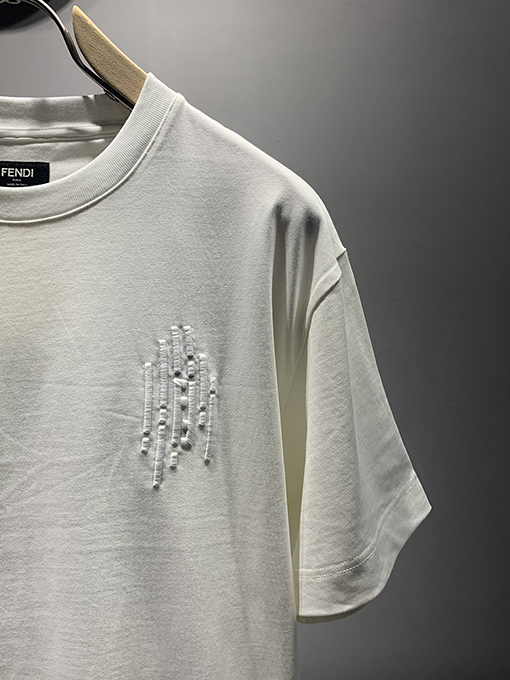 フェンディ Stripes 刺繍半袖Tシャツ