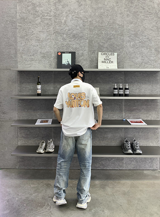 ルイヴィトン プリント 半袖Tシャツオーバーサイズ