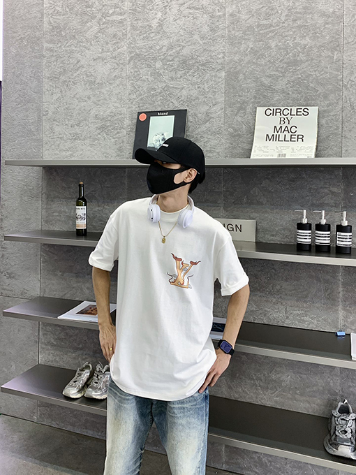 ルイヴィトン プリント 半袖Tシャツオーバーサイズ