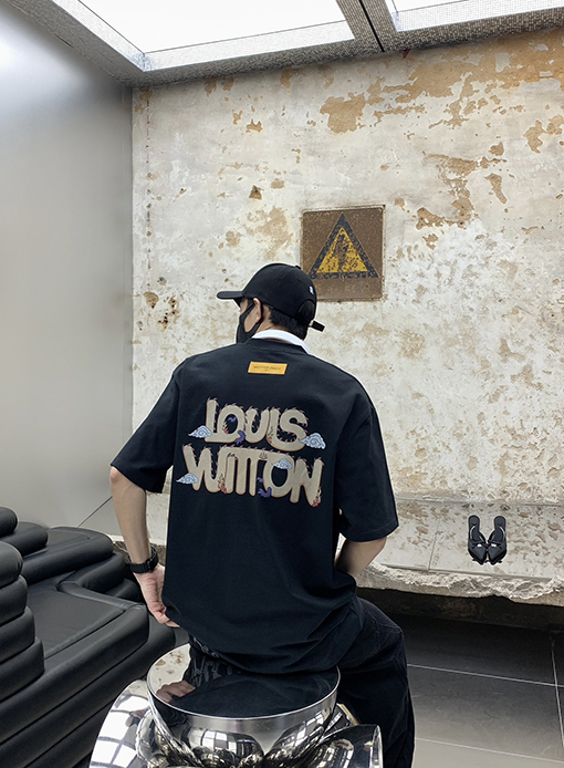 ルイヴィトン プリント 半袖Tシャツオーバーサイズ