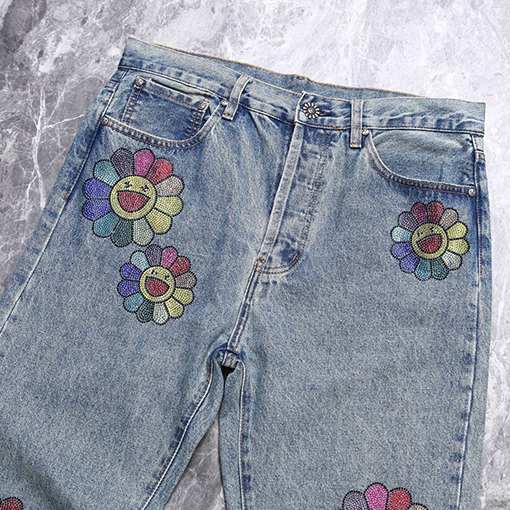 DENIM TEARSデニムパンツスワロフスキー·キュービックコラボ