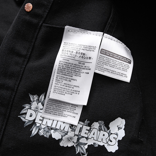DENIM TEARSデニムジャケット ビンテージウォッシングほのお プリント
