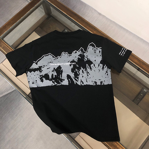 モンクレール 雪山 プリント 半袖 Tシャツ
