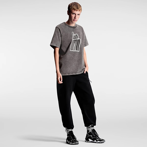 ルイヴィトン抽象ロゴプリント半袖Tシャツ