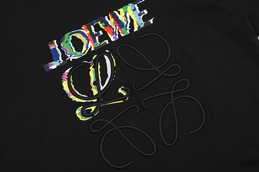 ロエベ カラープリント刺繍半袖Tシャツ