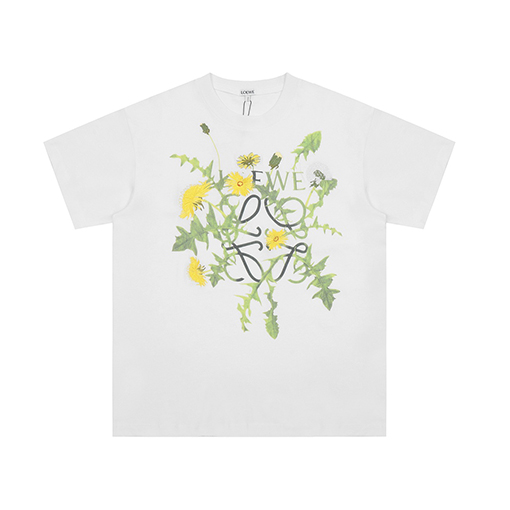 ロエベ 花 プリント 刺繍 半袖 Tシャツ