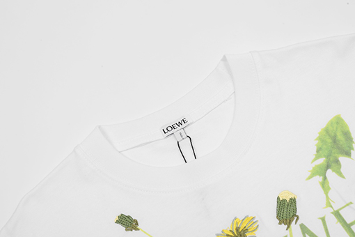 ロエベ 花 プリント 刺繍 半袖 Tシャツ