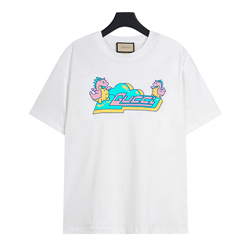 グッチ最新のドラゴンイヤー限定プリント半袖Tシャツ