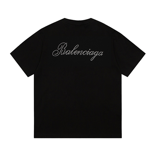 バレンシアガ ラインストーンロゴ半袖Tシャツ